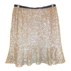 gold sequin ruffle skirt size small medium 6 nwt